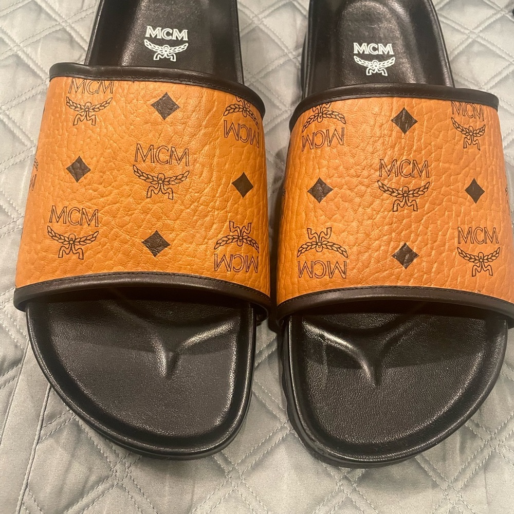 Men’s MCM leather slides. NEW!  Euro Size 46